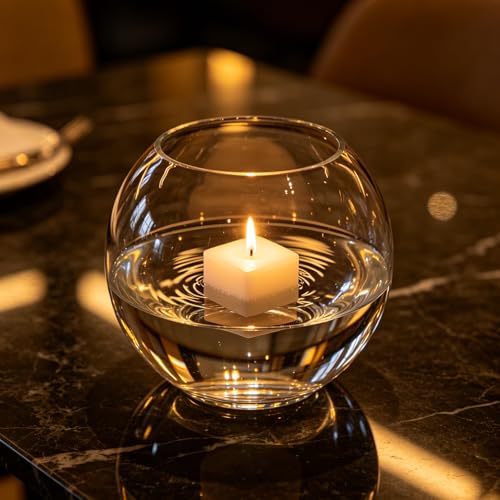 Round Glass Vases Set of 6, Clear Flower Vases for Centerpieces, Glass Bowl Vase, Small Round Vase for Living Room, Bedroom, Kitchen, Dining Table, Office, Wedding, 4 Inches - color: Clear, size: 4”
