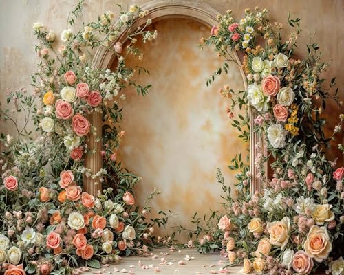 5 x 3 ft Flower Wall Backdrops Arch Pregnant Wedding Party Supplies Valentine's Day Mother's Day Event Bridal Shower, Baby Shower Banner Photo Shoot Portrait Photo Background - color: Orange, size: 5X3FT