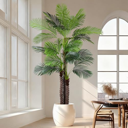 9FT Artificial Palm Tree - Tall Fake Palm Tree with 31 Lifelike Leaves & Realistic Trunk, 108" Large Faux Tropical Phoenix Palm Plant for Home Living Room Poolside Office Hotel Mall Decor - size: 9ft