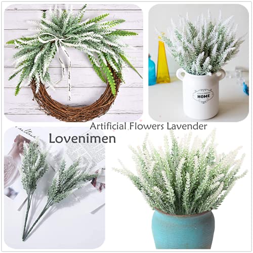Artificial Flowers Lavender Plastic Plant Fake Wedding Bride Bouquet Indoor Outdoor Home Decor Garden Patio Table Centerpieces Arrangements Decoration White 4 Pcs - color: Lavender/White/4pcs