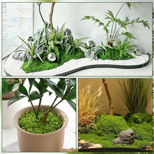 Fake Moss for Plants Indoor, 3.5OZ Dual-Color Artificial Moss for Crafts, Realistic Faux Moss for Terrariums, Fairy Gardens, Potted Plants, DIY Home Decor, Glass Jars, Light & Dark Green（100g） - size: 100