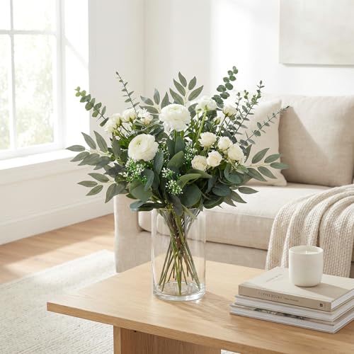 100 Pcs 4Kinds Artificial Mixed Eucalyptus Stems Leaves Bulk Fake Greenery Silver Dollar Eucalyptus Leaves Bundle Faux Greenery for Centerpieces Artificial Greenery for DIY Vase Home Decor Wedding