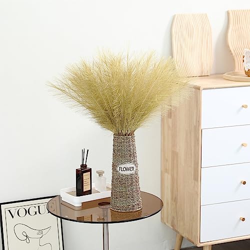 Wertuirk 60pcs Gold Faux Pampas Grass - 24 Inch Long Pampas Grass Wall Decor, Mini Artificial Pampas Grass for Great Gatsby Party Decorations and Glam Room Decor (Gold) - color: Gold, size: 60 Pieces