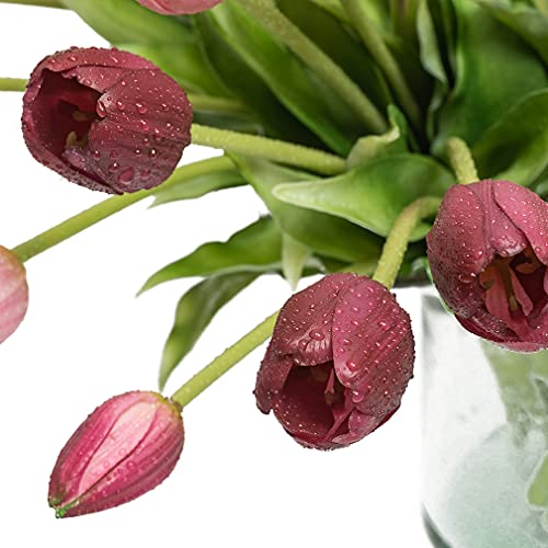 DUYONE 40Pcs Artificial Tulips Flowers, Soft Touch Realistic Latex Tulips Bouquet for Home Office Wedding Party Garden Decor, Fake Flowers for Dining Table Living Room Spring(Light Purple Set) - color: A Style-40pcs Light Purple Set (No Vase)