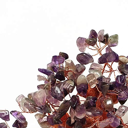 Colorsheng 7 Inch Quartz Crystal Money Tree Bonsai Feng Shui Gem Decoration for Wealth and Luck (Purple) - color: Purple