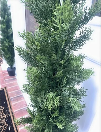 Set of 2 UV-Resistant Artificial Cedar Trees - Pre-Potted Faux Plants for Indoor and Outdoor Decor (3ft)