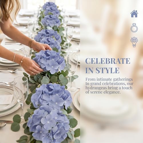 AVIVIHO 20Pcs Dusty Blue Hydrangea Artificial Flowers Bulk Realistic Silk Faux Hydrangea Heads with Stems Fake Flowers for Wedding,Party,Home,Table Centerpieces, Arch,Baby Shower,Party DIY Decoration - color: Dusty Blue, size: 20PCS