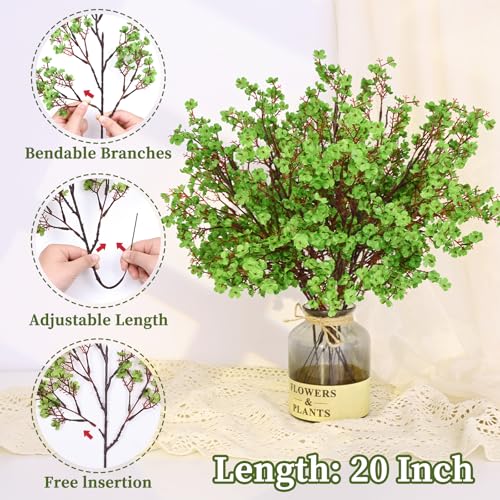 Yastouay 5 Pcs Silk Green Fake Flowers Babys Breath Flowers Artificial Bulk, Spring Fowers Artificial for Decoration for DIY Home Centerpiece Table Decor - color: Green, size: 5 Pcs
