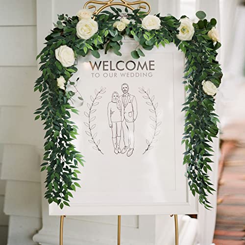 Dallisten 3 Strands Italian Ruscus Artificial Vines, 73" Silk Vine Garland with Green Leaves, Fake Hanging Plants Greenery Decor for Home, Bedroom, Wall, Party, Wedding Decoration - color: Italian Ruscus Vine