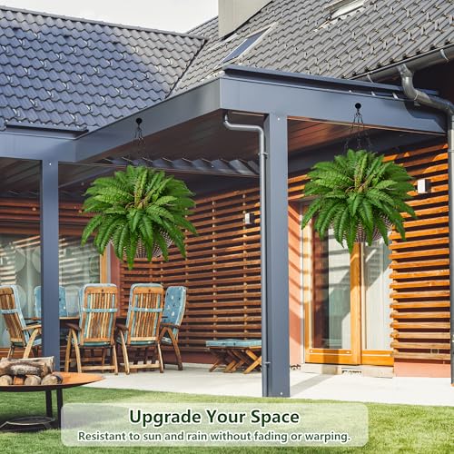 40 in Artificial Boston Ferns Bush, Set of 2 Large Faux Ferns Plants, 53 Branches Fake Ferns for Home Living Room Decor, Indoor and Outdoor - size: 2 PCS-40"
