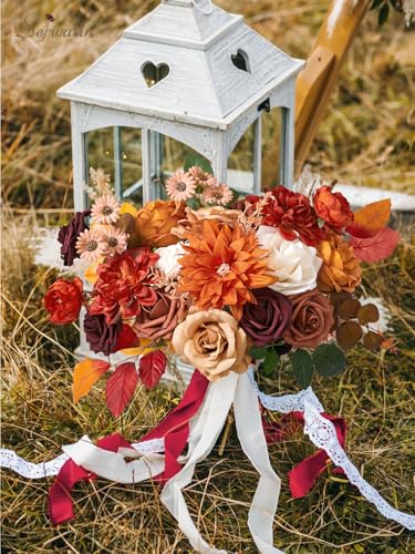 Serwalin Fall Flowers Artificial Flowers Burnt Orange Fake Cake Flowers for DIY Wedding Bridal Bouquet Centerpieces Floral Arrangement Fall Decor Baby Shower Home Decor - color: A Burning Orange, size: 1 Box