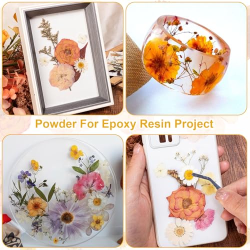 50pcs Boho Pressed Flowers Bulk, Vintage Dried Flower Leaves, Natural Fall Pressed Dried Flowers with Tweezer for DIY Crafts Resin Mold Candles Cake Bridal Scrapbooking Supplies - size: Yellow