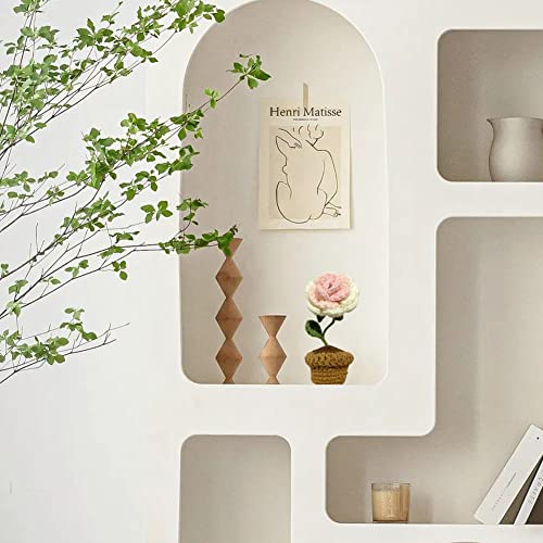 JOONOR 3PCS Mini Crochet Tulip Potted Plant,Knitted Fake Rose Puff Flower for Bathroom Home Kitchen Rustic Table Centerpiece Shelf Decor - color: Color#3