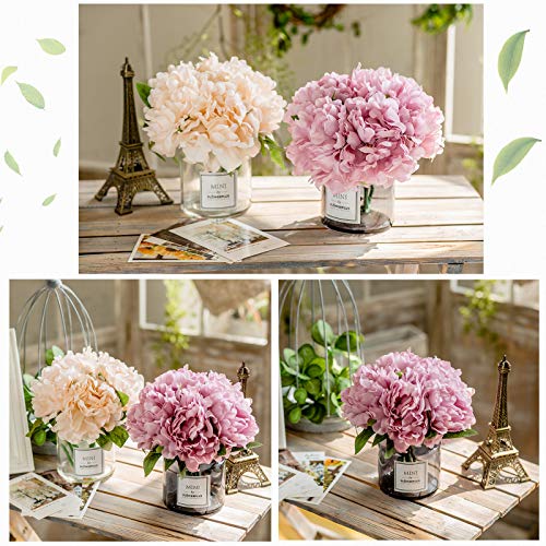 MOOMASS Artificial Peony and Glass vase, Ins Style Artificial Flower Glass Bottle Set, Suitable for Living Room, Dining Table, Office, Wedding, Hotel Banquet and Other Home Decoration. (Purple Pink) - color: Purple Pink