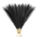 Ptwola 30pcs Black Pampas Grass Decor 17.7 Inch Fluffy Faux Pampas Grass Artificial Dried Flower Bouquet Small Vase Filler Home Decor for Gothic Living Room Decoration Wedding Halloween Party Wall