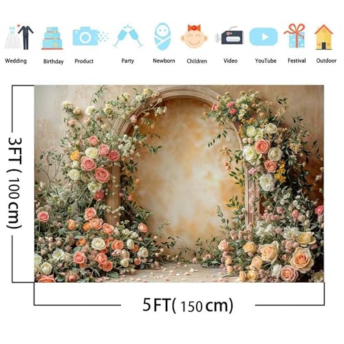 5 x 3 ft Flower Wall Backdrops Arch Pregnant Wedding Party Supplies Valentine's Day Mother's Day Event Bridal Shower, Baby Shower Banner Photo Shoot Portrait Photo Background - color: Orange, size: 5X3FT