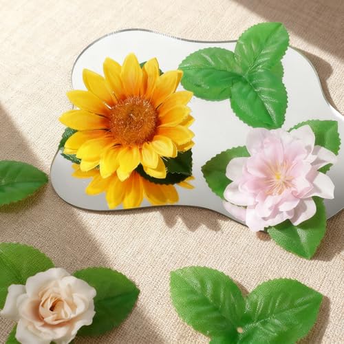 DIVINA VITAE 200 Pcs Artificial Green Leaves 3.74 inch Rose Flower Leaf Fake Green Leaves Faux Leaf for Christmas Party Decoration Bouquet Garland Wreath Wedding Decor Supplies DIY Craft