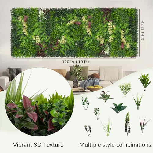 Artificial Ivy Boxwood Roll: 48"x120" UV Resistant Green Leaves Faux for Interior Backdrop,Garden and Indoor Outdoor Wall&Fence Covering Privacy, Party Wall Greenery Decor - size: 48"x120"(1P)