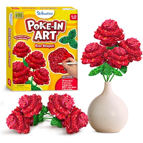 Skillmatics Poke-in Art - Rose Bouquet, Mess-Free Fun for Kids, DIY Wood Craft Kits, Creative Activity, Gifts for Girls & Boys Ages 4, 5, 6, 7, 8, 9, 10, 11, 12 - style: 8. Rose Bouquet