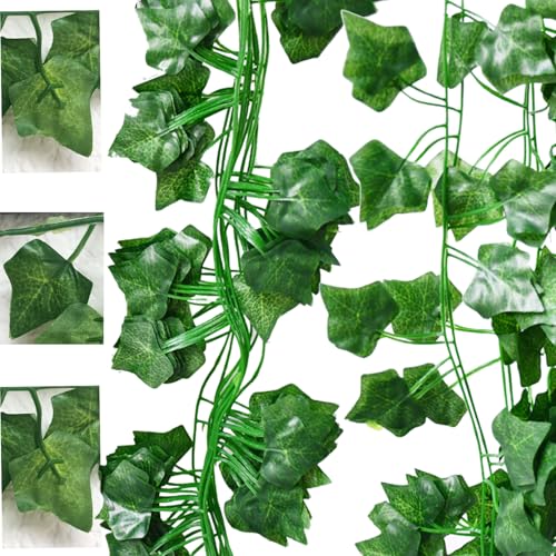 Fake Vines 24 Pack 174 FT Artificial Ivy Hanging Garland Ivy Bulk Fake Leaf Vines UV Resistant Silk Greenery Garland Backdrop Draping Plants for Bedroom Garden Office Wedding Wall Décor - color: Green, size: 24PCS - 174FT