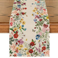 Artoid Mode Plants Floral Butterfly Valentine's Day Table Runner, Anniversary Wedding Kitchen Dining Table Decoration for Home Party Decor 13x72 Inch - size: 13" x 72", Table Runner