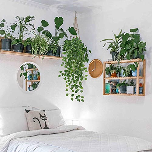 Uieke 2Pcs Fake Plants for Outside Fake Plant Decor 3.1ft Artificial Hanging Plants Fake Ivy Vine Faux Greenery Vine Plant for Home Room Wall Pot Hanging Planter Indoor Outdoor Décor - color: Green Radish