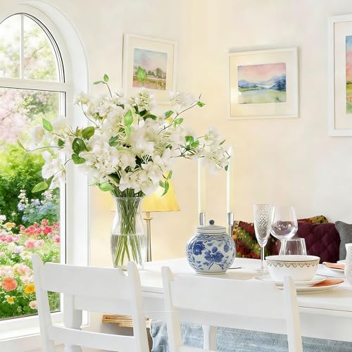 HCTCPALS Artificial Flowers for Outdoors 10 Pcs Bougainvillea Plant Realistic Silk Fake Flowers for UV Resistant Faux Plants Outdoor Indoor Outside Front Porch Hanging Planter Decoration-30” White - color: Bougainvillea White