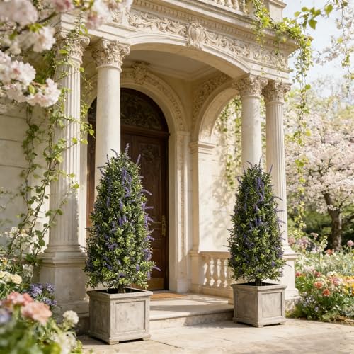 ALL SEASON GREEN Artificial Plants Lavender Topiary Tree, 35'' Purple Faux Flowers Potted Outdoor Plant, Front Porch Decor - size: 35'' Tall