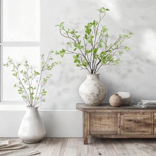 THAWAY 3 Pcs Artificial Eucalyptus Stems - 43 Inch Long Faux Eucalyptus Branches for Tall Vase Filler, Realistic Greenery Stems Fake Silk Leaves for Home Table Farmhouse Wedding Decor