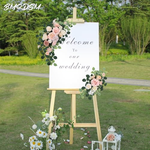Pack of 2 Artificial Flowers for Backdrop Decoration, Wedding Arch Flowers,Reception Welcome Sign, Eucalyptus Garland, Suited to Aisle Decor and Wedding Arches(Champagne Pink) - color: Champagne Pink