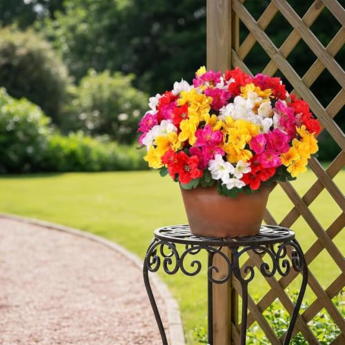 16 Bundles Artificial Flowers for Front Door, Fake Silk Azalea Bouquet Silk Flowers for Outside UV Resistant Realistic Faux Plants for Planter Farmhouse Patio Garden Walkways Home Decor (Mixed Color) - color: Mixed Color