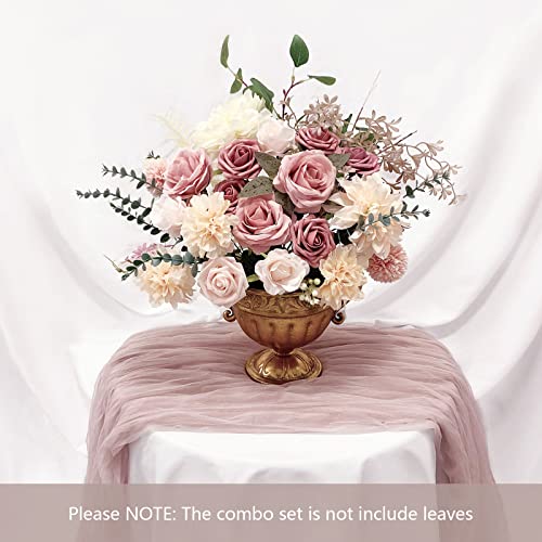 FACINOC Roses Artificial Flowers Pink Bouquets Box Set for DIY Bridal Wedding Shower Decorations Fake Floral Arrangements for Party Table Centerpieces Home Decor Indoor Outdoor Dusty Blush 19pcs - color: Blush Pink