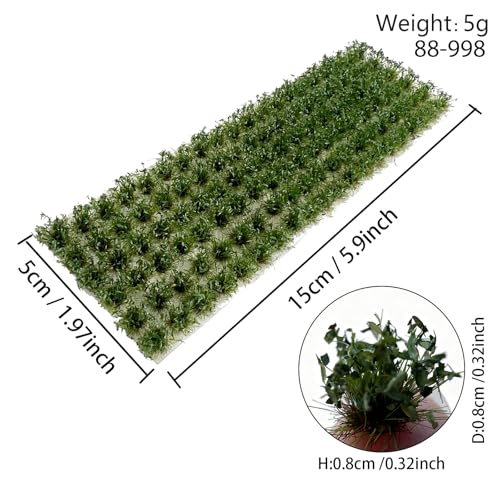 120 Pcs 8-Color Miniature Tea Garden Grass Tufts - Static Artificial Grass Plants for Diorama, Model Railway, Train Scene Decoration,Ages 14+ (0.8cm)(Abies Color) - color: Abies color