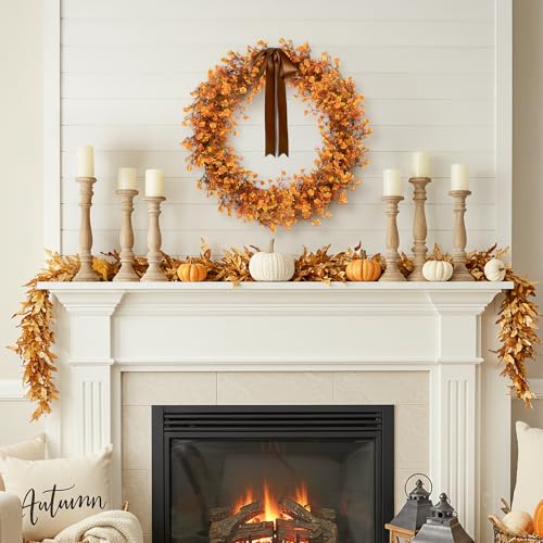 N&T NIETING 6Pcs Babys Breath Artificial Flowers,Real Touch Fake Orange Fall Flowers Faux Flowers Bouquets for Vase Home Office Wedding Autumn Winter Indoor Outdoor Centerpiece Table Decorations - color: Orange, size: 6PCS