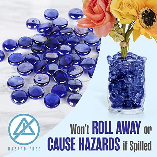 Houseables Glass Beads for Vases, Marbles for Vases, Glass Marbles, Filler, Blue Beads, Flat, Blue Gems, Crafts, Pebbles, Stones, Decorative Rocks, Plants, Florist, Floral, Fishbowl, 25 LBS, 2500PC - color: Blue, size: 25LBS
