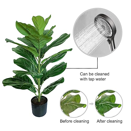 30" Little Artificial Fiddle Leaf Fig Tree/Faux Ficus Lyrata for Home Office Decoration