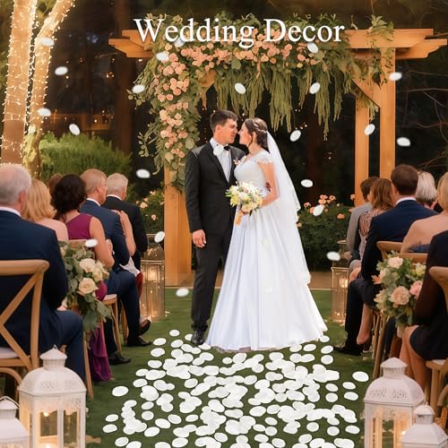 SITUMEIZI 400PCS Fake Rose Petals White Artificial Silk Flower Petals for for Wedding Her Set Romantic Night, Valentine's Day, Proposal Anniversary Decorations - color: White