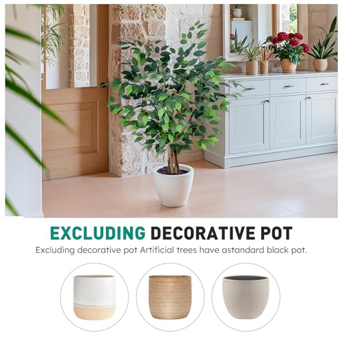 Artificial Ficus Tree 4ft, Artificial Plants Indoor with Realistic Leaves & Trunk, Fake Plants for Home Office Living Room Decor. - style: 4ft