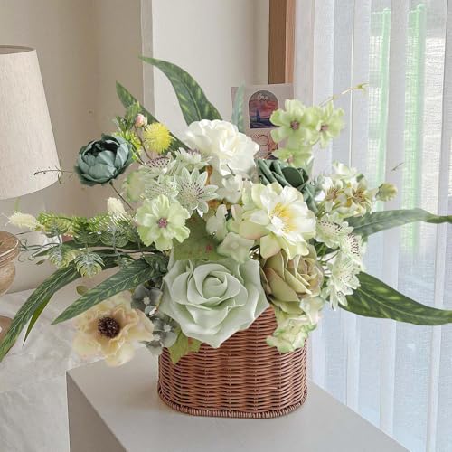 rongflower Forest Green Artificial Flowers Combo Box Set Silk Flowers Fake Rose for DIY Floral Arrangements Wedding Bouquets Centerpieces Baby Shower Party Home Decorations - color: Forest Green
