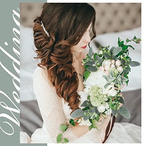 Janinka 60 Pcs Artificial Greenery Eucalyptus Stem Artificial Mixed Eucalyptus Stems Leaves Bulk with White Seeds Silver Dollar Faux Greenry Stems Sprays for Wedding Bouquet Decor Flower Arrangement