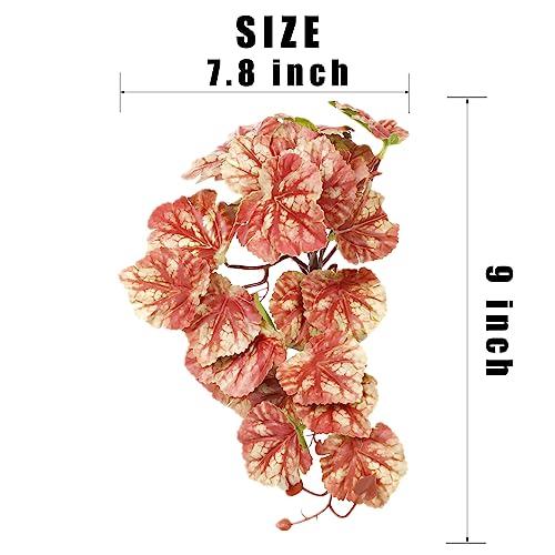 Reptile Plants for Terrarium, Amphibian Habitat Decor Artificial Hanging Plants with Suction Cup - Fake Heuchera Micrantha Pink - color: Fake Heuchera Micrantha Pink