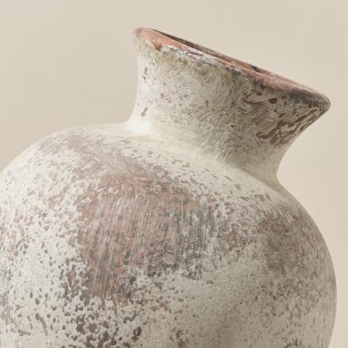 7.2" Ceramic Vase for Home Decor, Decorative Terracotta Farmhouse Rustic Vases for Living Room Kitchen Bedroom Bathroom Entryway Mantel Table, Pottery Vases for Grass Pampas Dried Fresh Flowers - color: Natural Brown- 7.2"