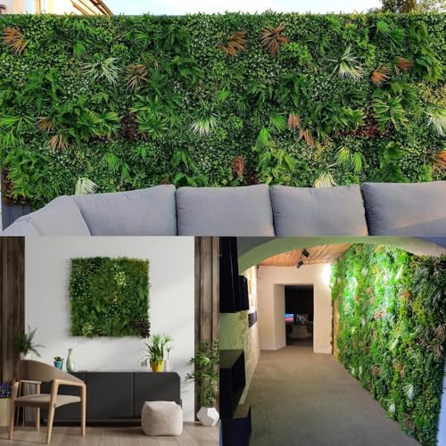 ULAND Artificial Plant Wall Panels, 1pc 40"x40" Greenery Grass Wall Backdrop Decoration, Faux Ivy Leaves Outdoor Privacy Fence Covering (L07802) - color: L07802