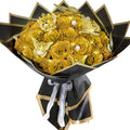Gold Glitter Roses Bouquet, 24 Pcs Shiny Glitter Flowers Bouquet, Everlasting DIY Artificial Roses Bouquet for Christmas, Birthday, Anniversary, Wedding, Engagement - color: Gold-a, size: 24 PCS