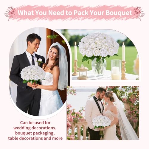 50 PCS White Roses Artificial Flowers, Fake White Roses Bouquet,White Artificial Silk Roses with Stems for DIY Wedding Flowers Decoration, Valentines Day Mothers Day, Bridal Bouquet Roses - color: White, size: 50 Pcs