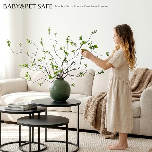 Ttranewsoo 4 Pcs Fall Stems Artificial Ficus Branches, Faux Eucalyptus Stems Fall Decor, Fake Leaves Fall Decorations for Home, Autumn Table Decor Fall Branches for Vase 47.2 Inch,Green - color: Green4
