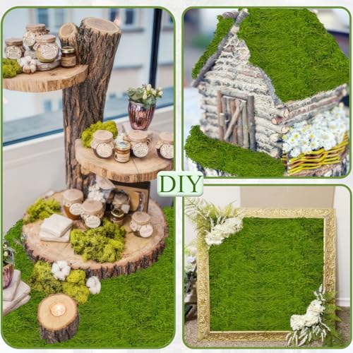 ACRYCS Fake Green Moss Roll Table Runner 39" x 39" Faux Moss for Decorating Artificial Moss for Indoor Plants Grass Wall Crafts DIY Table Centerpieces Fairy Woodland Garden Floral Wedding 100x100cm