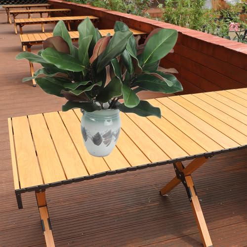COTSEN 4 Pcs Artificial Magnolia Leaves Branches 22inch 3D Fake Magnolia Leaves Plant for Office Family Indoor Outdoor Decor