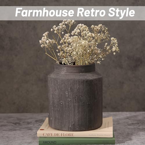 Rustic Vases for Home Decor. Ceramic Vase for Dining Table Decor. Terracotta Decorative Vase 6.1IN. ZSHLXM - color: Dark Brown, size: 6.1 x 7 inches
