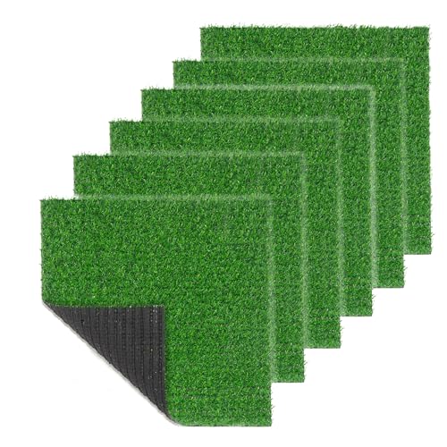 Artificial Grass Mat 12x12 Inch,Fake Grass Turf Patch,Synthetic Grass Indoor Outdoor,Patio Grass Tiles Realistic Grass Rug with Drainage Hole for Table Decoration - size: 12"x12"-6PC